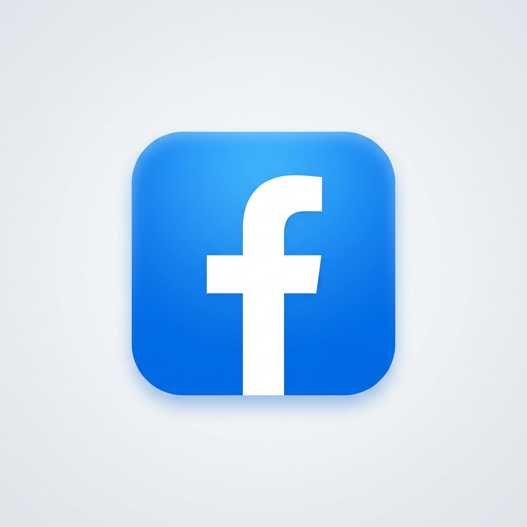 White lowercase Facebook 'f' logo on a blue rounded square background